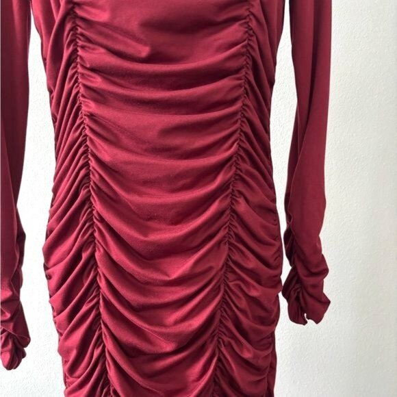 Fashion Nova Dress Large Midi Ruched Body Con Festival Cottage Core Coquette - Picture 12 of 12